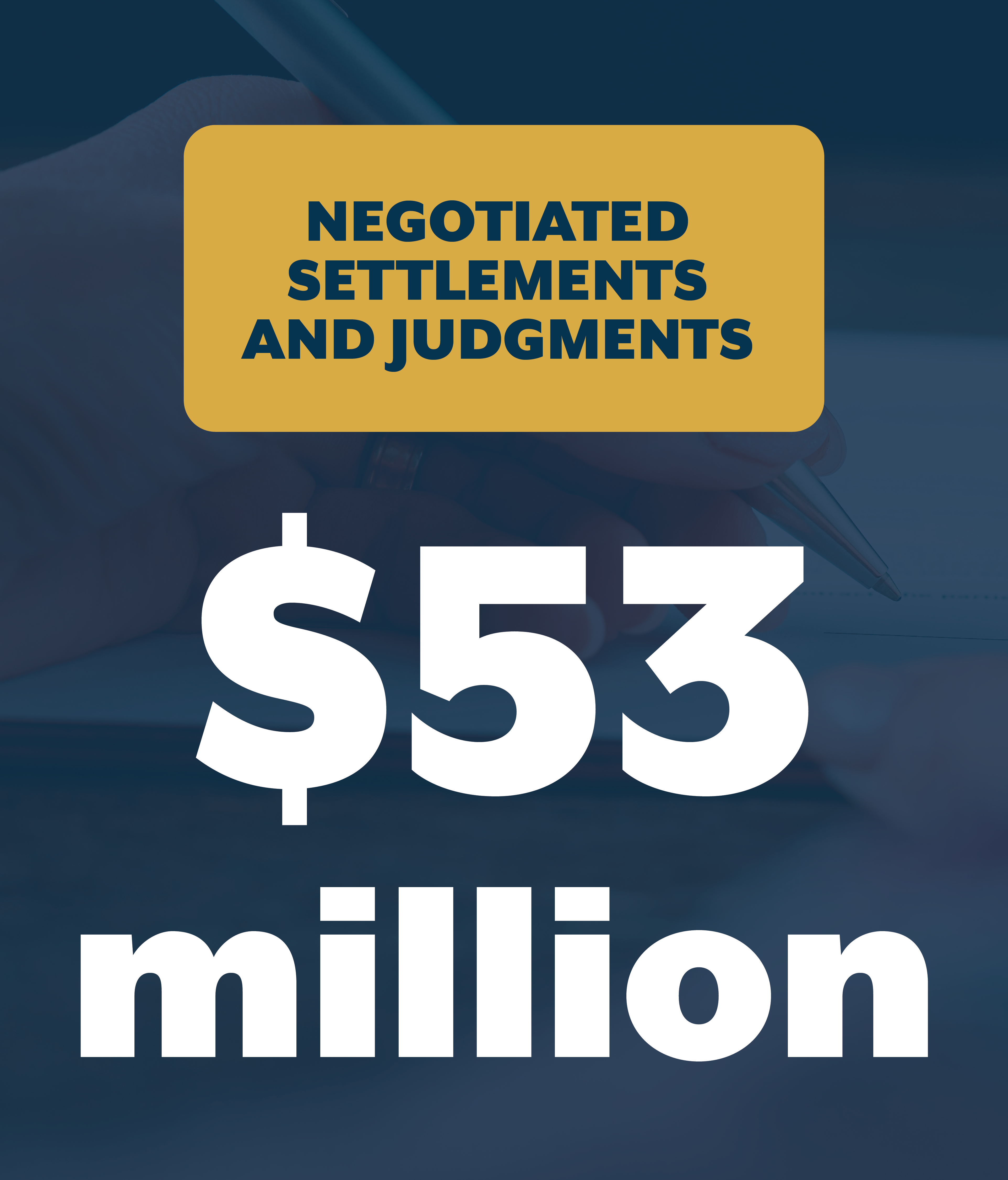 $53 million for negotiated settlements and judgments